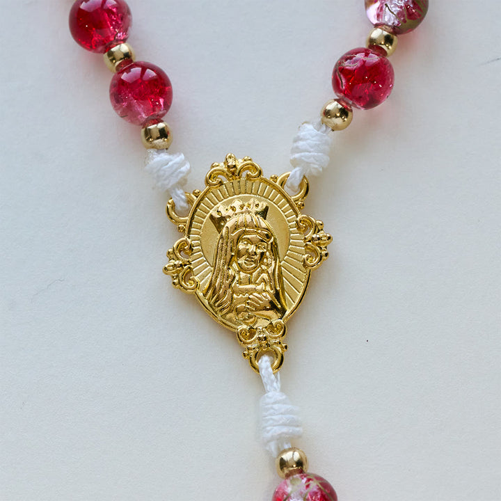 Christianartworkshop Rosenkranz mit roter Glasperle, Heiliger Geist, Taube, Unsere Liebe Frau: Verkörperung heiliger Liebe und lebendiger Hingabe - image 5