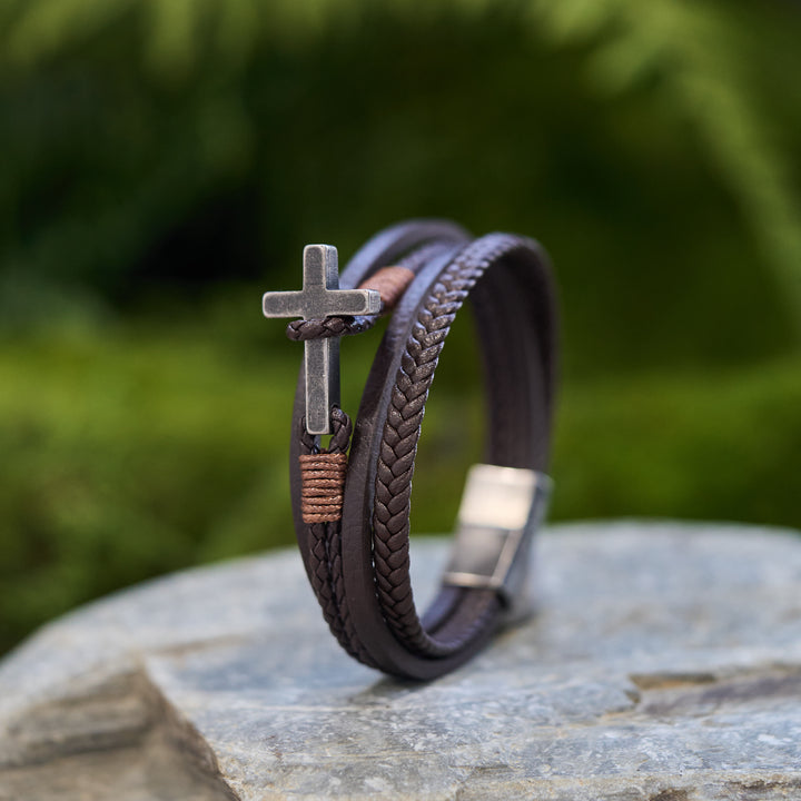 Christianartworkshop Dreifarbiges Edelstahl-Kreuz & geflochtenes Lederarmband - image 28