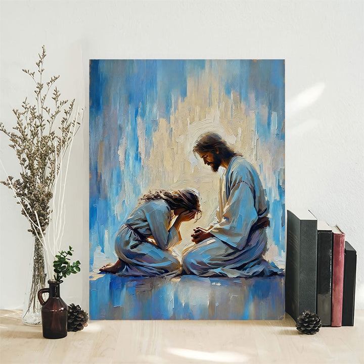 Christianartworkshop Wandbild „Shepherd’s Care“: Ein liebevoller Begleiter für Ihr Zuhause - 11,81''*15,75''0,71"/30*40*1,8cm - Gerahmtes Leinwandgemälde - image 0