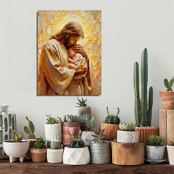 Christianartworkshop Wandbild „Jesus umarmen“: Ein liebevoller Begleiter für Ihr Zuhause - 11,81''*15,75''0,71"/30*40*1,8cm - Gerahmtes Leinwandgemälde - image 0