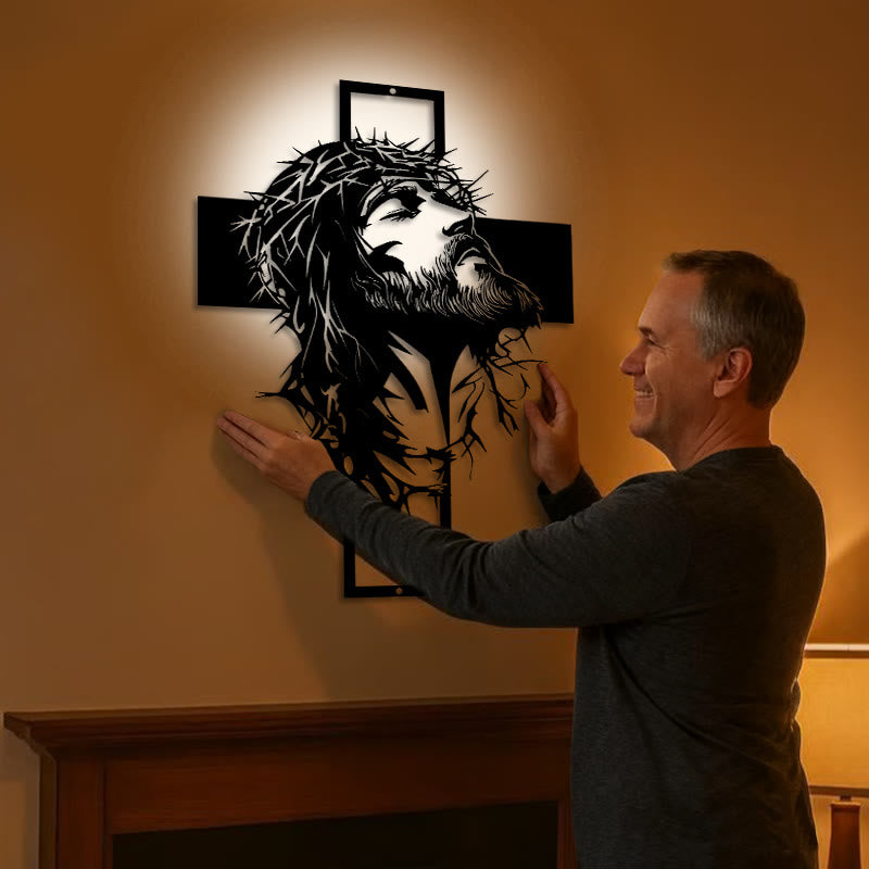 Christianartworkshop Dornenkrone Jesuskreuz Wanddeko aus Metall: Ausdruck tiefen Glaubens  - image 1