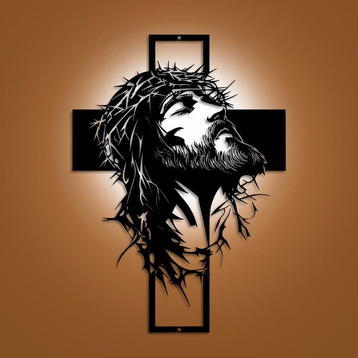 Christianartworkshop Dornenkrone Jesuskreuz Wanddeko aus Metall: Ausdruck tiefen Glaubens  - image 0