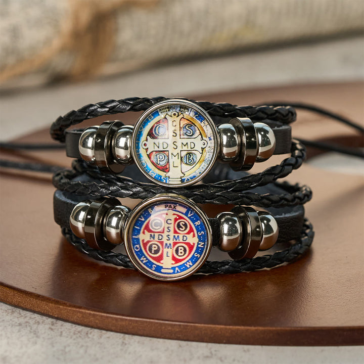 Christianartworkshop Mehrfarbiges, verstellbares St.-Benedikt-Armband: Ein Symbol gegen Negativität und Angst - image 0