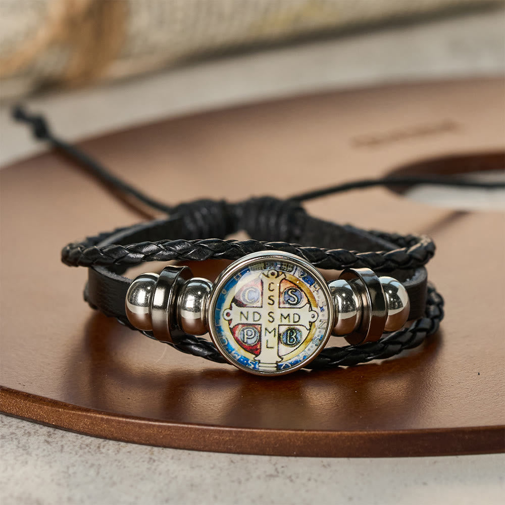 Christianartworkshop Mehrfarbiges, verstellbares St.-Benedikt-Armband: Ein Symbol gegen Negativität und Angst - B - image 3