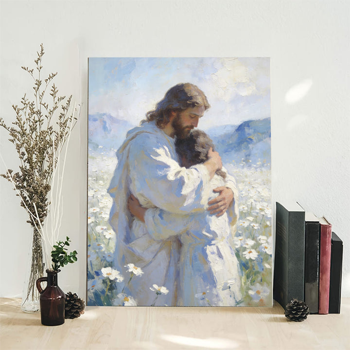 Christianartworkshop Jesus' zärtliche Umarmung im Blumenfeld – Wandbild: Visuelle Erinnerung an seine bedingungslose Liebe - image 7