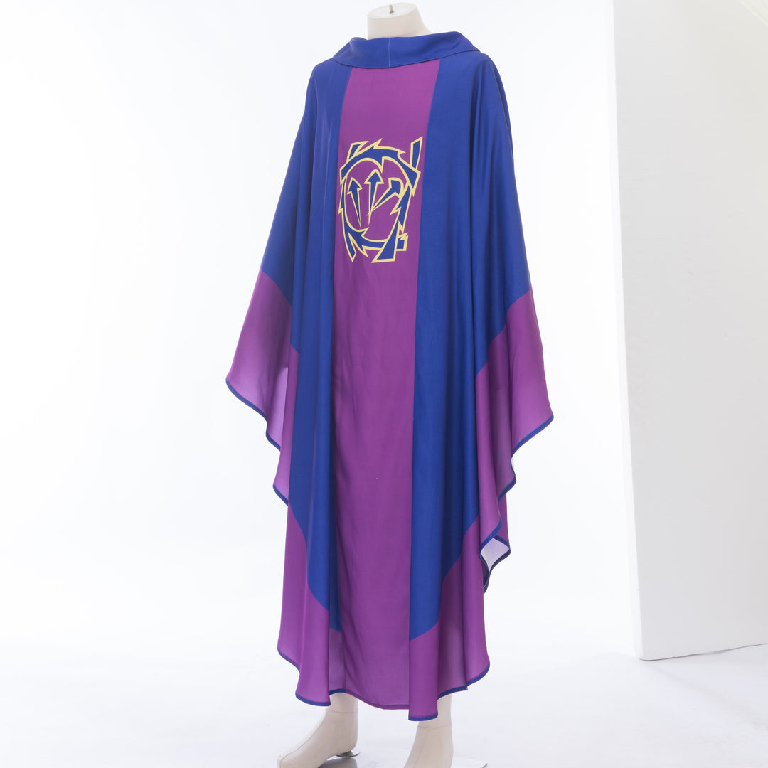 Christianartworkshop Symbolische, mehrfarbige Kasel mit goldenem Kelch - Host Elements - Lila - XL - image 9
