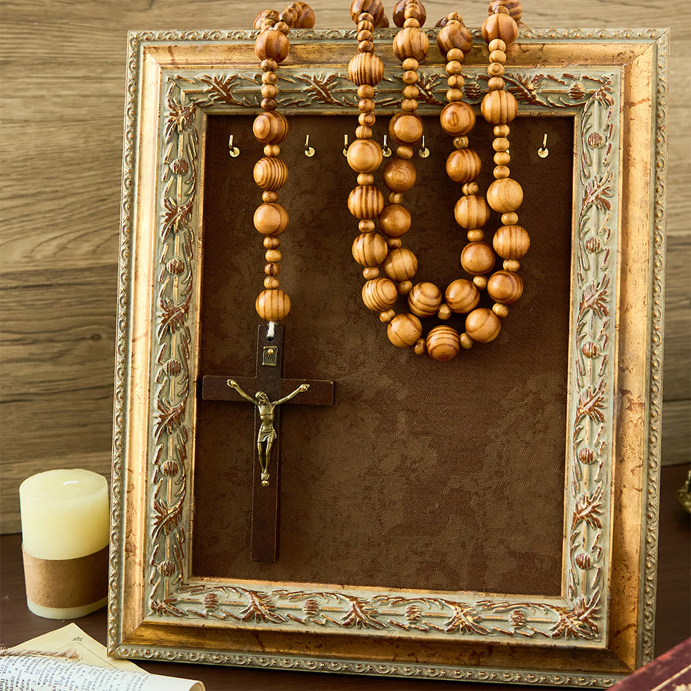 Christianartworkshop Handgefertigtes Olivenholz-Kruzifix, Rosenkranz - image 1