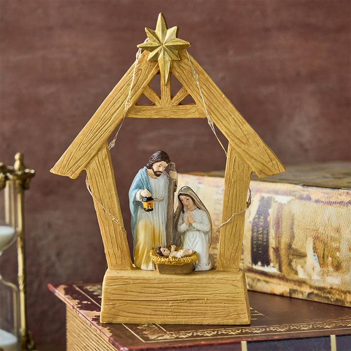 Christliche Kunstwerkstatt: Beleuchtete Krippenfigur: Heilige Geburt & Festliche Gnade - Geburt - image 0