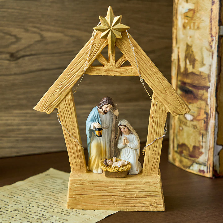 Christliche Kunstwerkstatt: Beleuchtete Krippenfigur: Heilige Geburt & Festliche Gnade - image 3