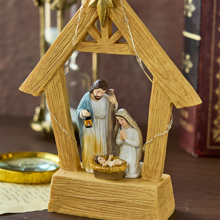 Christliche Kunstwerkstatt: Beleuchtete Krippenfigur: Heilige Geburt & Festliche Gnade - image 2