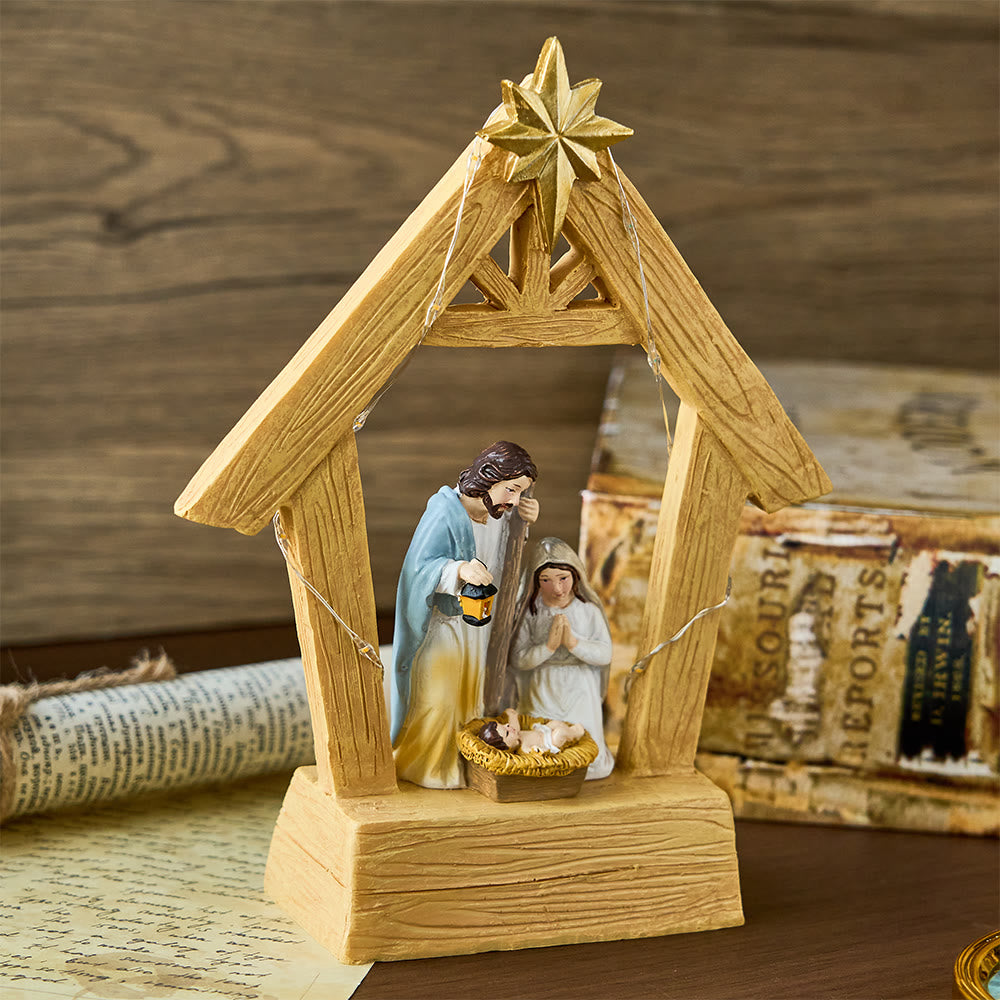 Christliche Kunstwerkstatt: Beleuchtete Krippenfigur: Heilige Geburt & Festliche Gnade - image 1