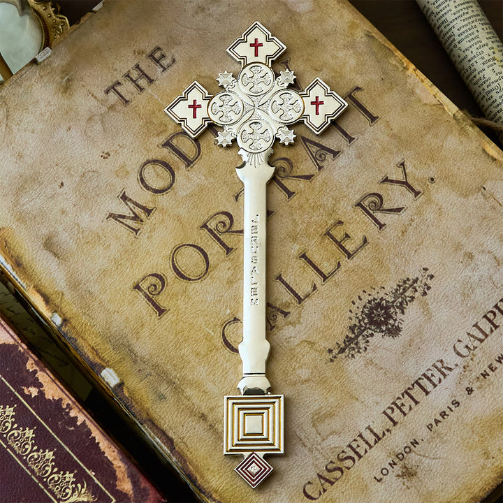 Christianartworkshop Klassisches Jerusalemkreuz in Form eines königlichen Segenshandkreuzes - Silber - image 0