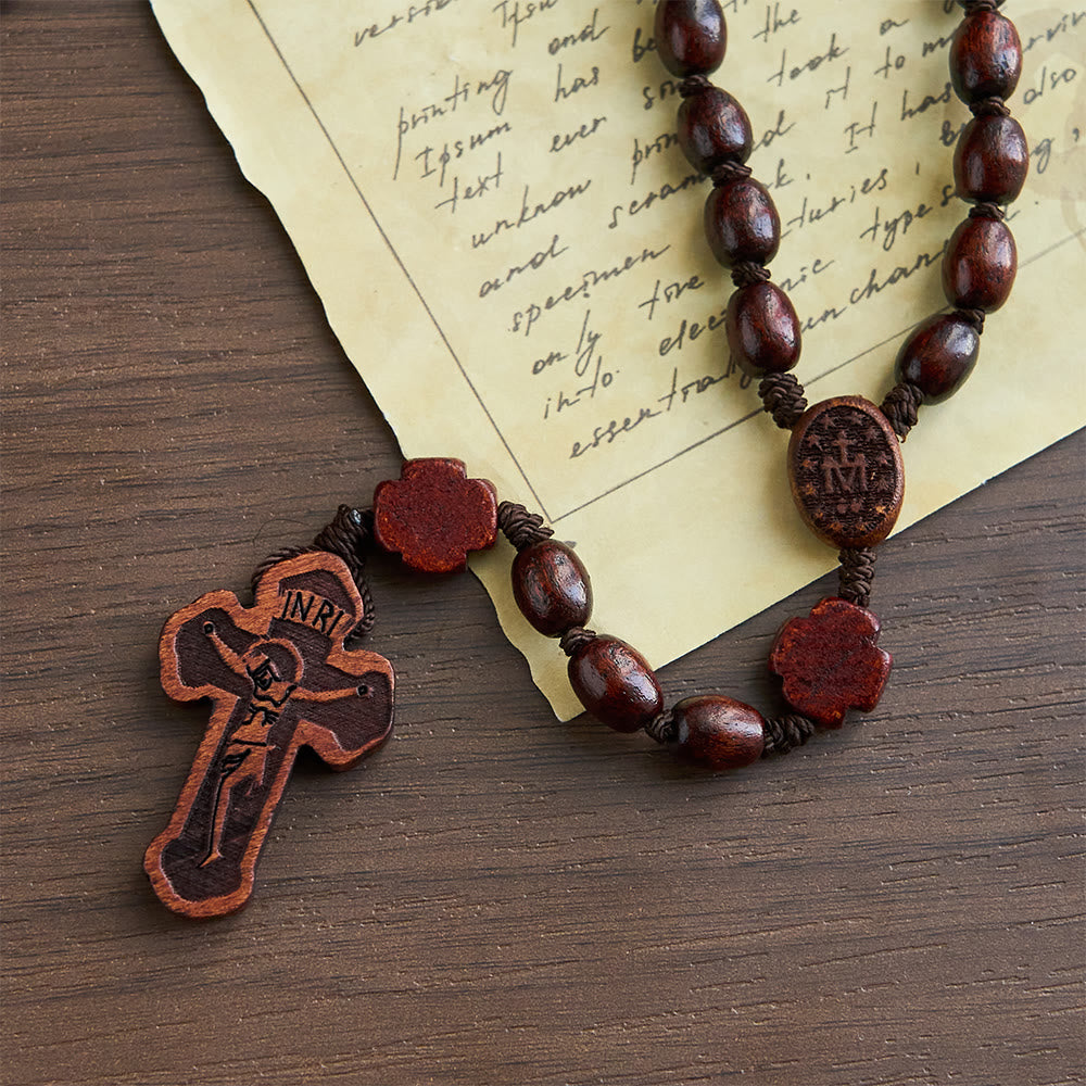 Handgefertigter christlicher Rosenkranz aus Rosenholz mit Kreuz - image 5