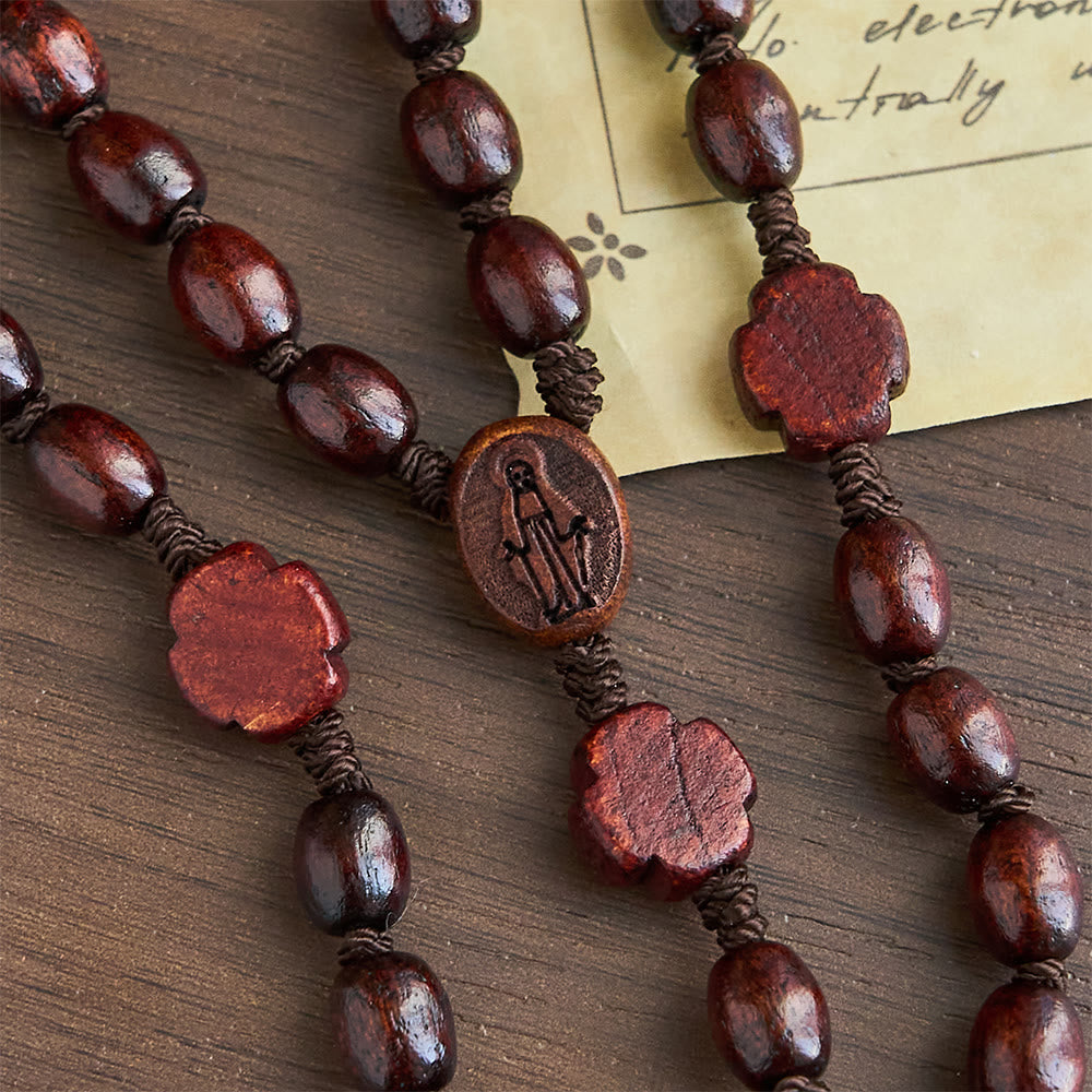 Handgefertigter christlicher Rosenkranz aus Rosenholz mit Kreuz - image 4