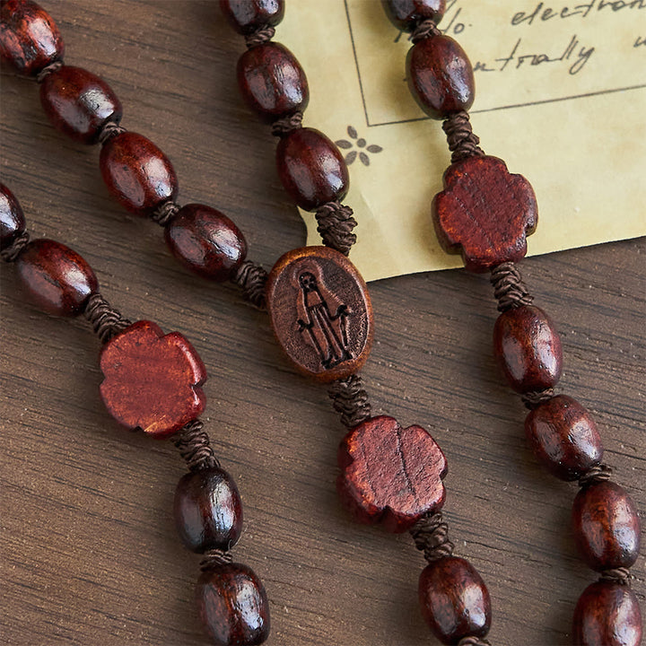 Handgefertigter christlicher Rosenkranz aus Rosenholz mit Kreuz - image 4