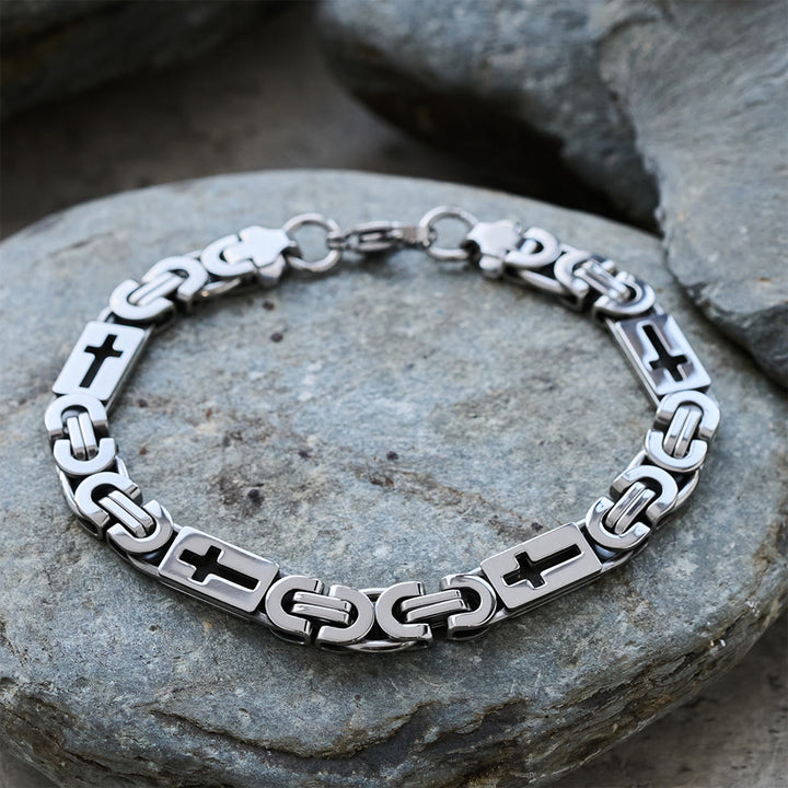Christianartworkshop Dreifarbiges Kreuz – Halskette und Armband mit integrierter Kette: Ausdrucksstarkes Glaubensbekenntnis - Armband - Silber - 8 mm - image 19