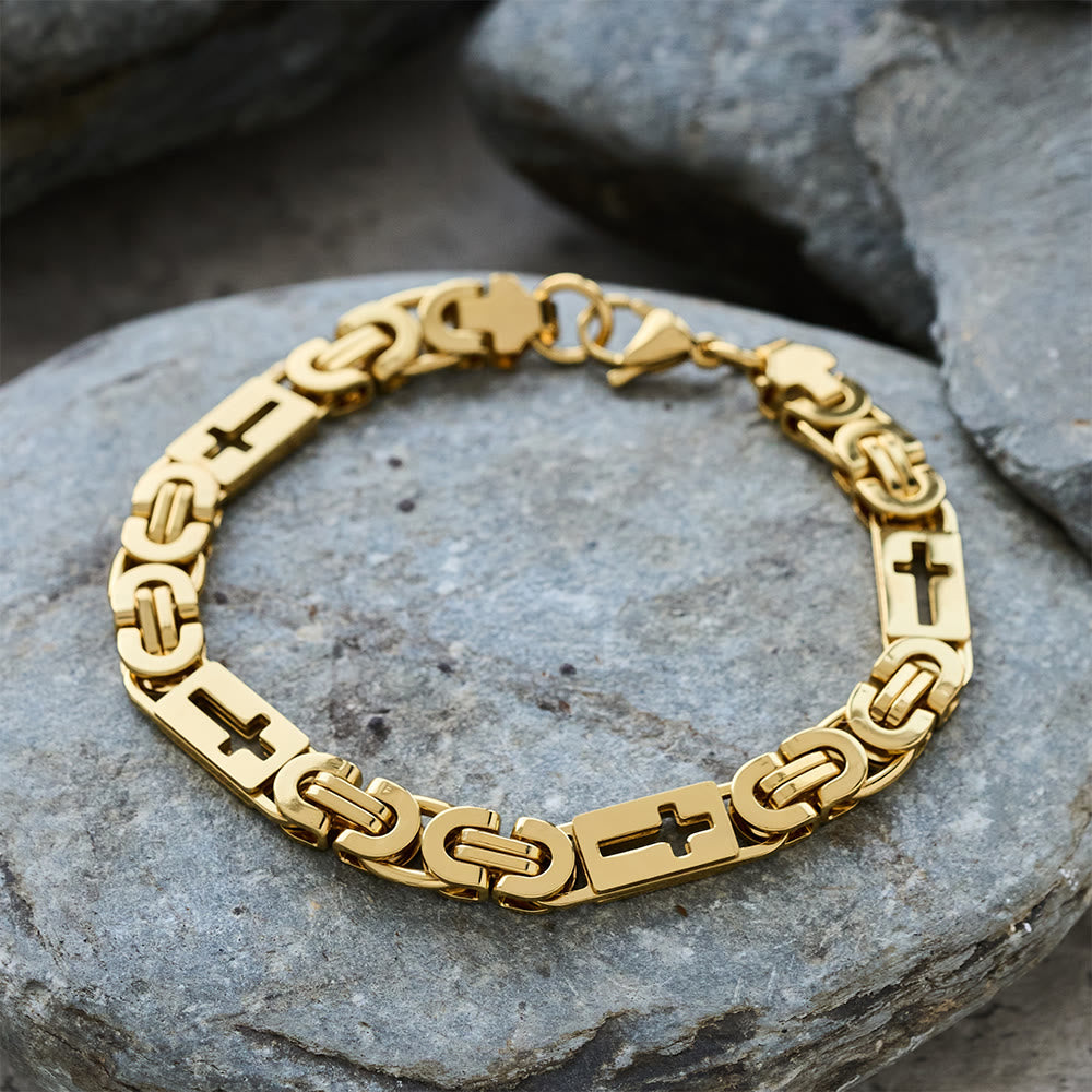 Christianartworkshop Dreifarbiges Kreuz – Halskette und Armband mit integrierter Kette: Ausdrucksstarkes Glaubensbekenntnis - Armband - Golden - 8 mm - image 16