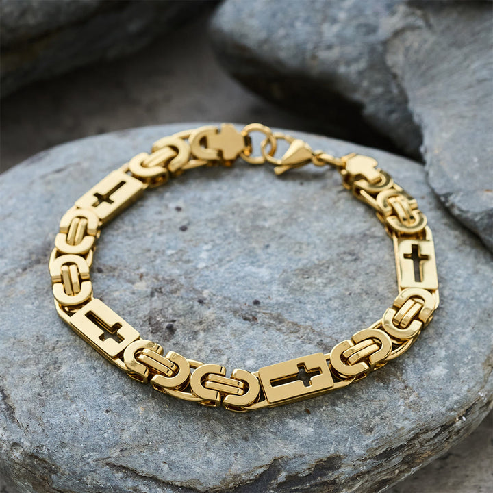 Christianartworkshop Dreifarbiges Kreuz – Halskette und Armband mit integrierter Kette: Ausdrucksstarkes Glaubensbekenntnis - Armband - Golden - 8 mm - image 16