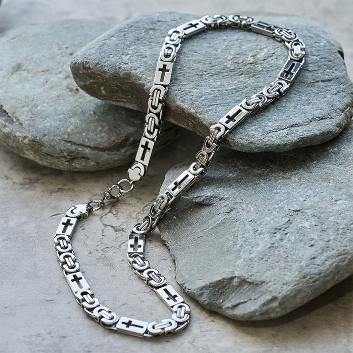 Christianartworkshop Dreifarbiges Kreuz – Halskette und Armband mit integrierter Kette: Ausdrucksstarkes Glaubensbekenntnis - Halskette - Silber - 8 mm - image 9