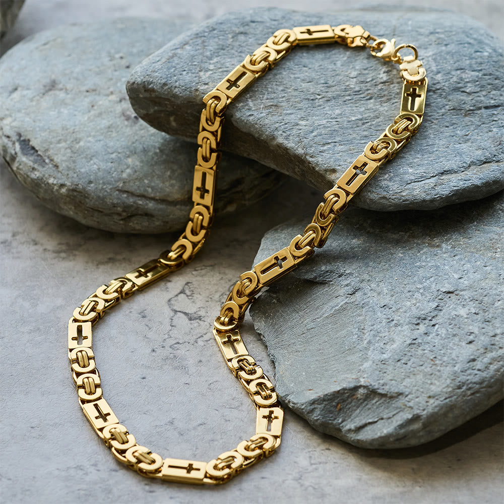 Christianartworkshop Dreifarbiges Kreuz – Halskette und Armband mit integrierter Kette: Ausdrucksstarkes Glaubensbekenntnis - Halskette - Golden - 8 mm - image 6