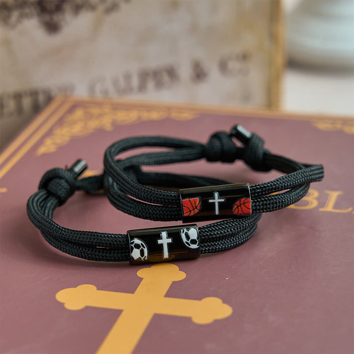 Christianartworkshop Kreuz-Paracord-Armband Basketball Fußball Baseball: Begleiter für Glaube und Sport - image 2