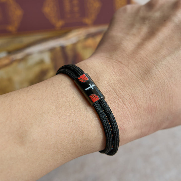 Christianartworkshop Kreuz-Paracord-Armband Basketball Fußball Baseball: Begleiter für Glaube und Sport - image 1
