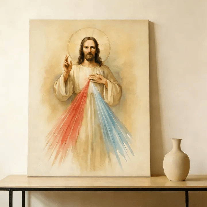 Christianartworkshop Wandbild „Göttliche Barmherzigkeit Jesu“: Strahlen des Mitgefühls und des Friedens für Ihr Zuhause - image 0