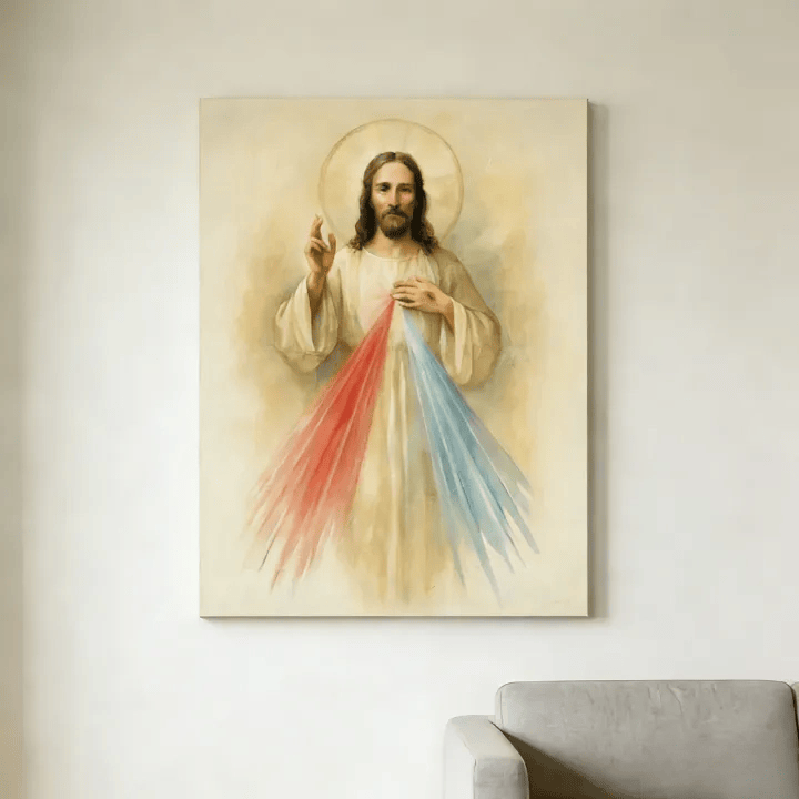 Christianartworkshop Wandbild „Göttliche Barmherzigkeit Jesu“: Strahlen des Mitgefühls und des Friedens für Ihr Zuhause - image 2