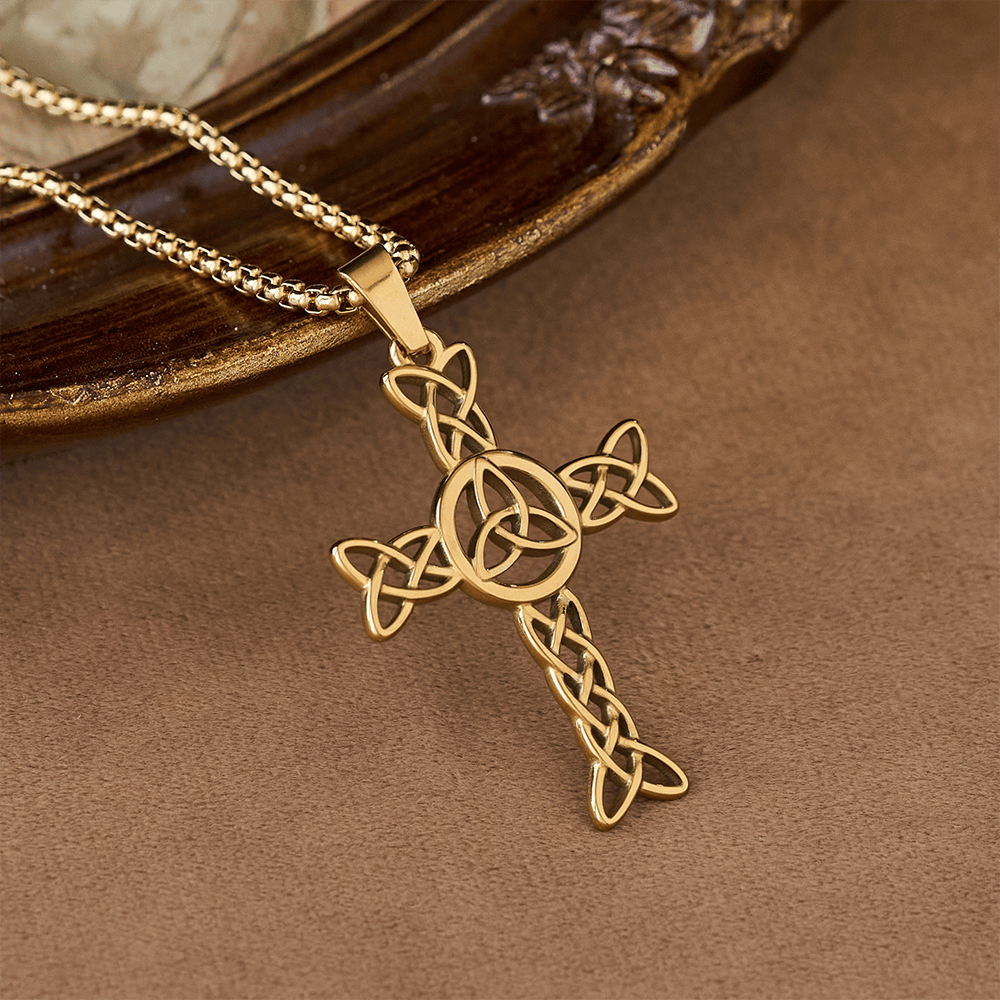Christianartworkshop Irisches St. Patrick-Kreuz: Tastbare Glaubenserinnerung für den Alltag - Golden - image 1