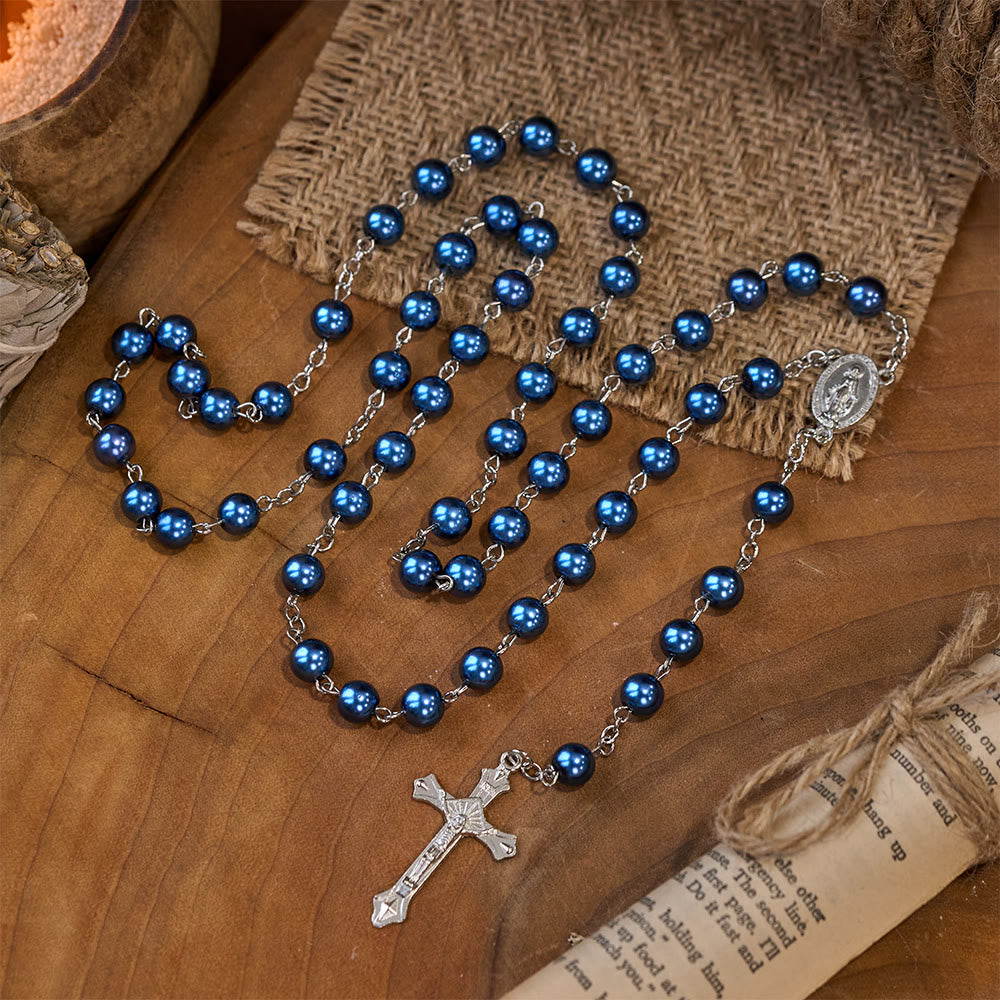 Rosenkranz aus königsblauen Perlen mit Medaille der Heiligen Mutter und Kruzifix - image 6