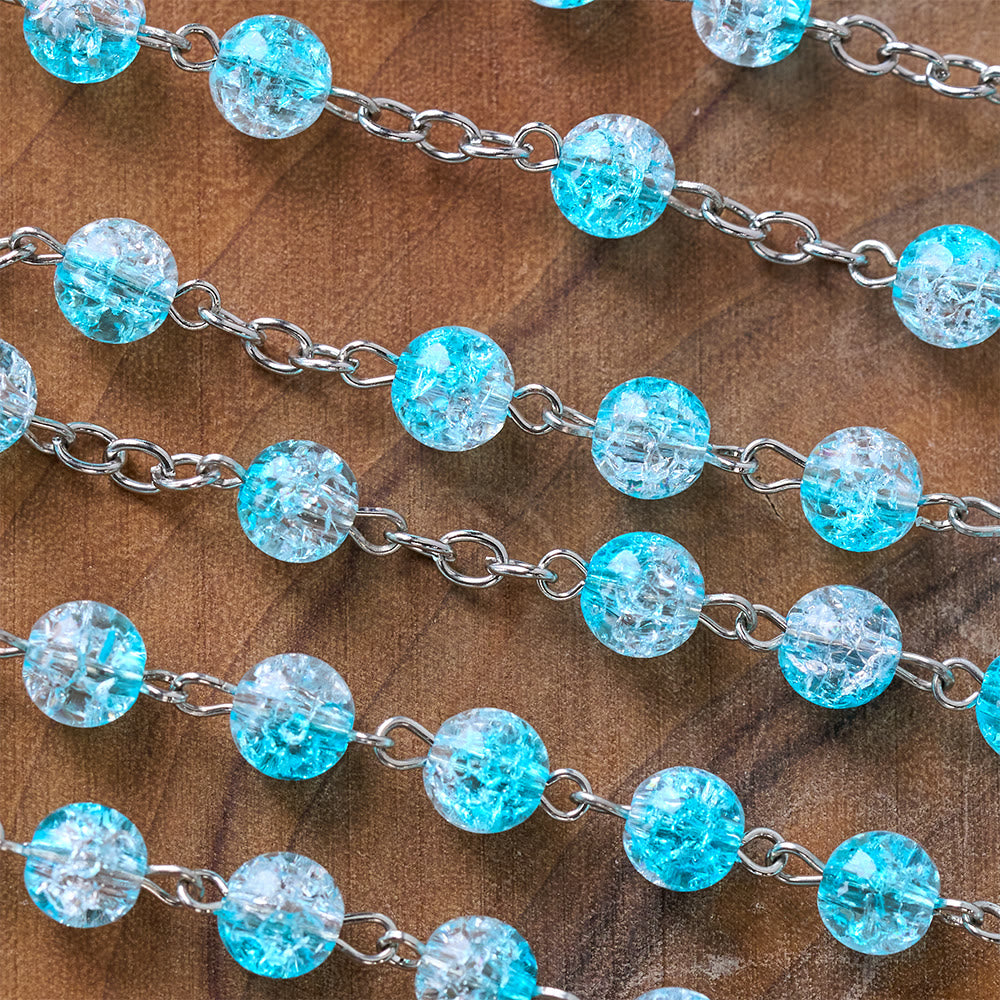Himmlischer Rosenkranz aus blauen Glasperlen mit Jesusherz und Kruzifix - image 6