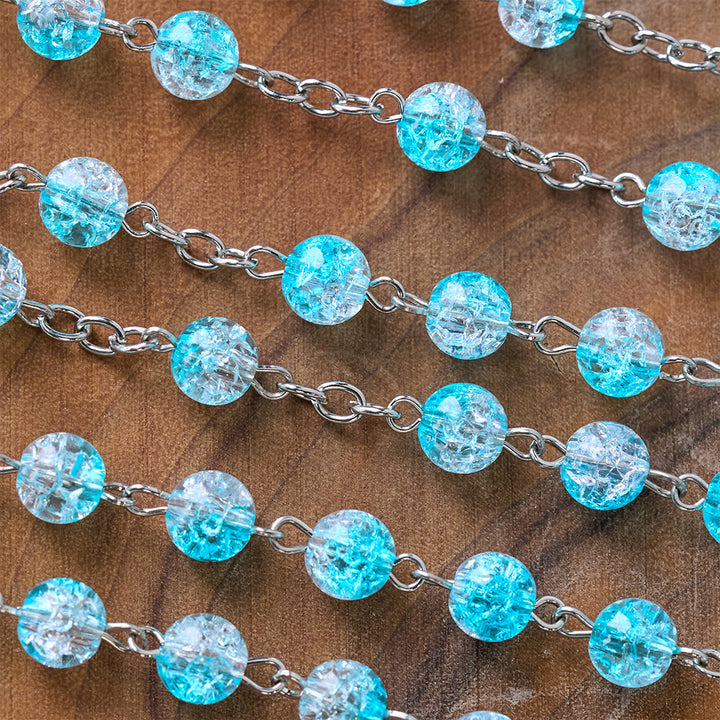 Himmlischer Rosenkranz aus blauen Glasperlen mit Jesusherz und Kruzifix - image 6