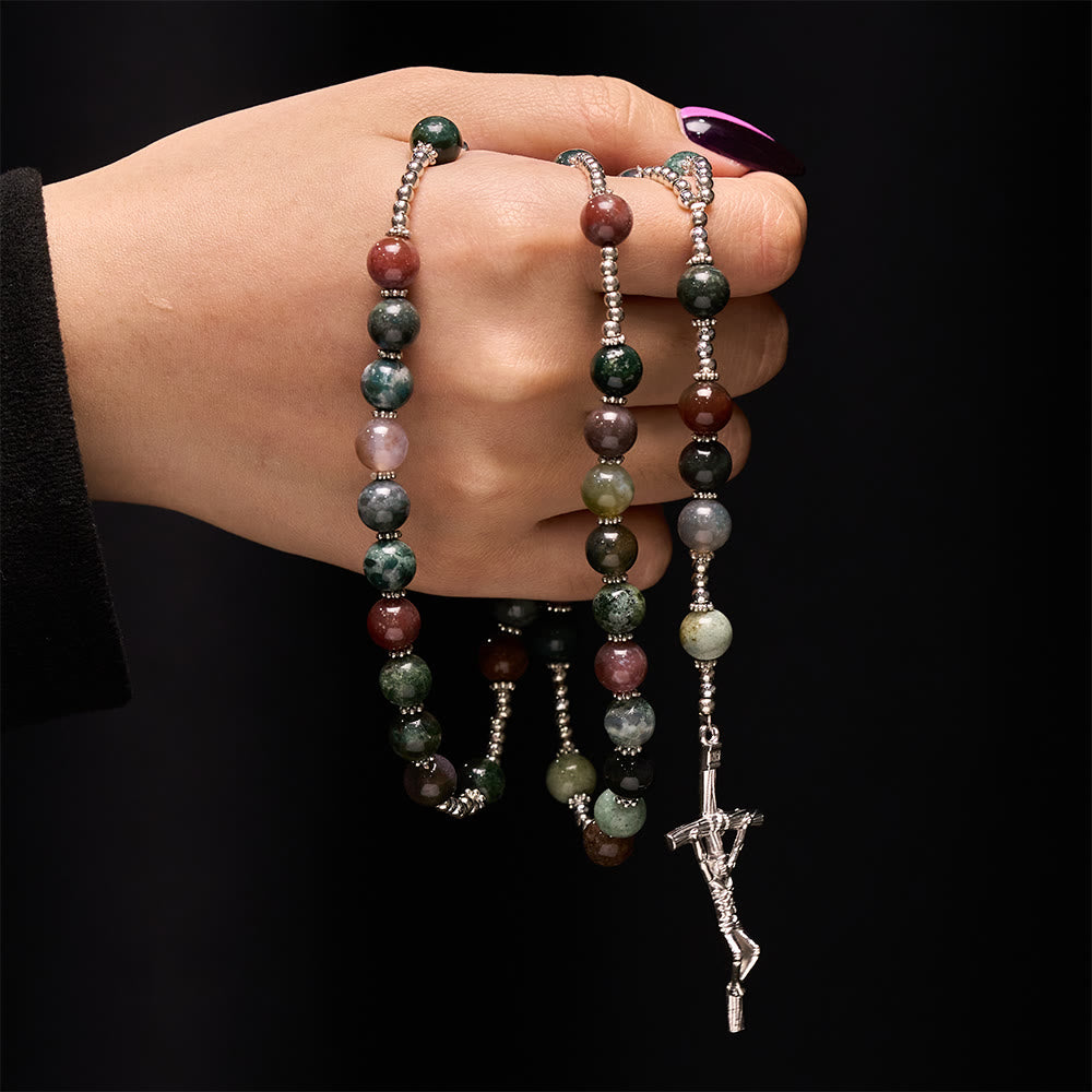 Christus Natürlicher Achat Jesus Kreuz Gebet Rosenkranz - image 1
