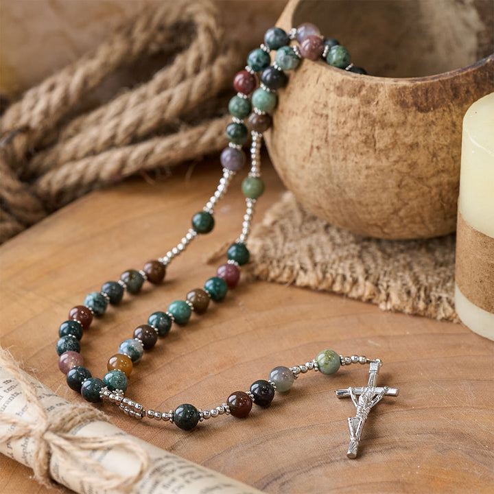 Christus Natürlicher Achat Jesus Kreuz Gebet Rosenkranz - image 3