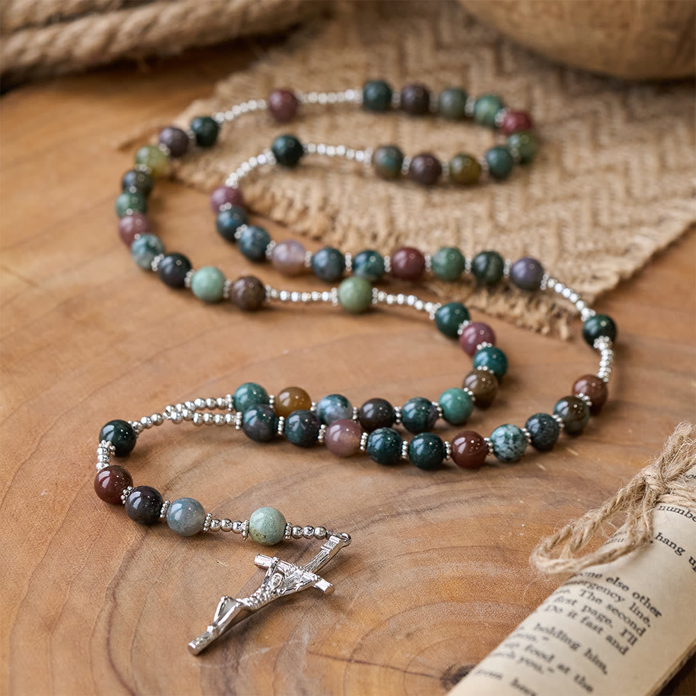 Christus Natürlicher Achat Jesus Kreuz Gebet Rosenkranz - image 2