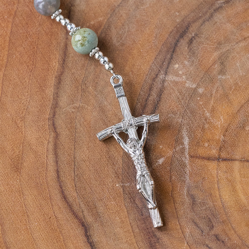 Christus Natürlicher Achat Jesus Kreuz Gebet Rosenkranz - image 6