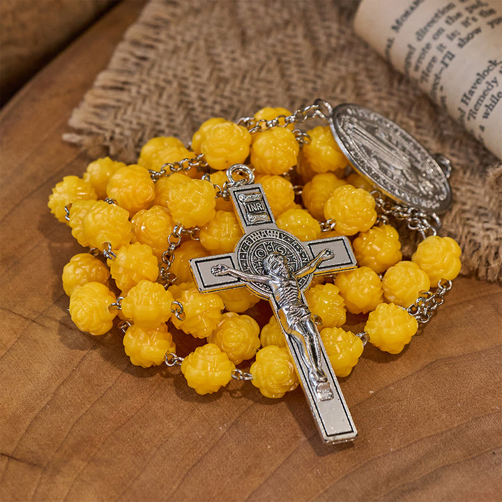 Gelbe Rosenperlen Kreuzigungsrosenkranz - image 7