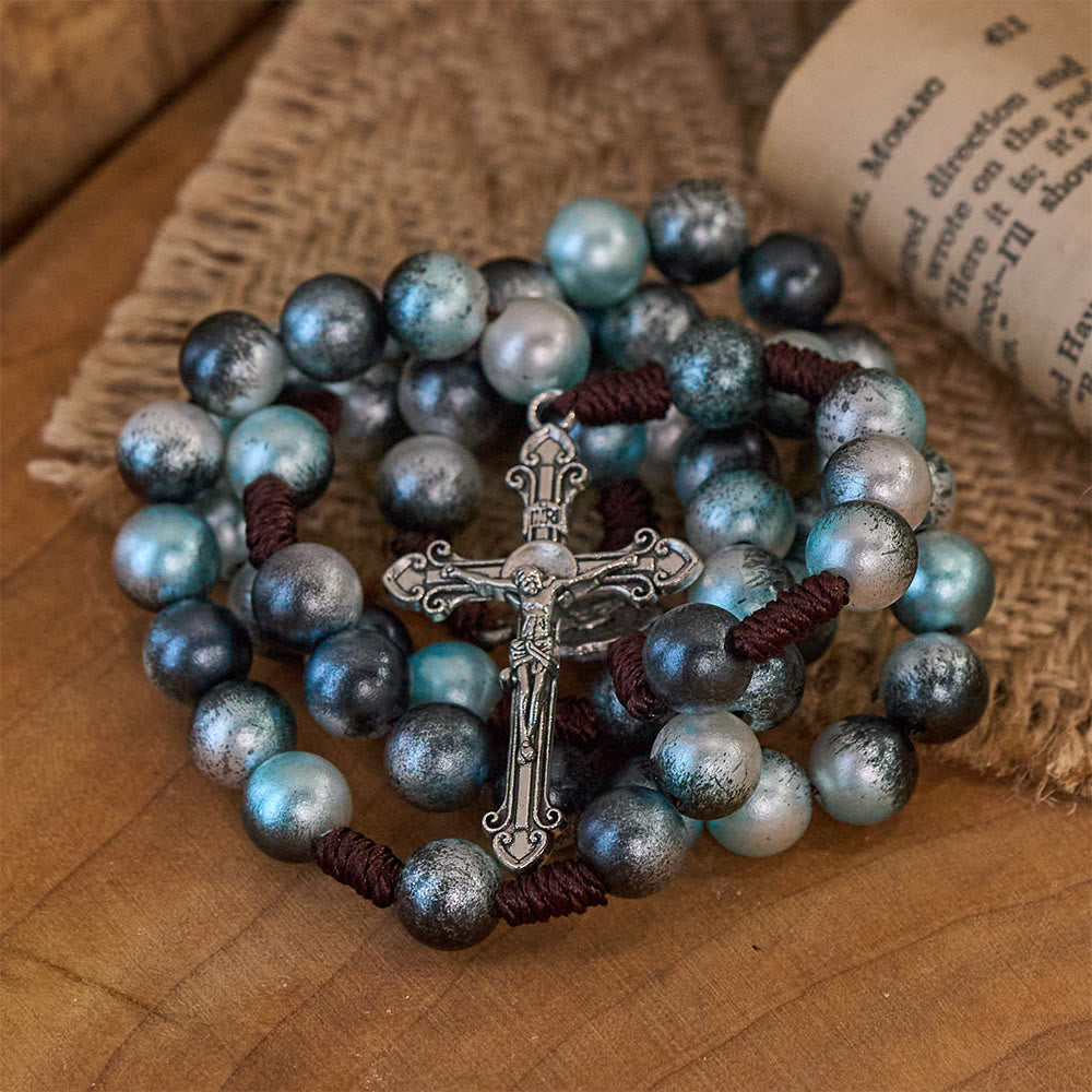 Christianartworkshop Rosenkranz Heilige Familie und Kruzifix aus 10 mm rundem, mehrfarbigem Acryl-Nylonband  - image 7