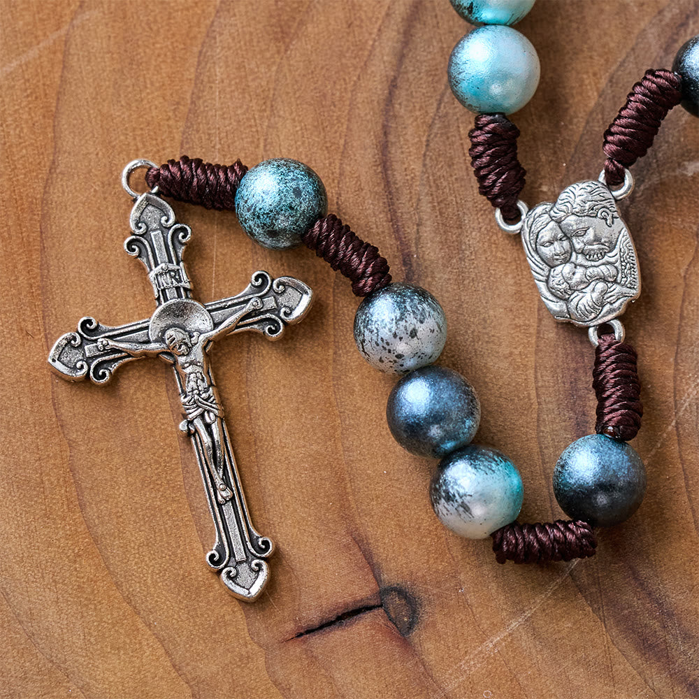 Christianartworkshop Rosenkranz Heilige Familie und Kruzifix aus 10 mm rundem, mehrfarbigem Acryl-Nylonband  - image 6