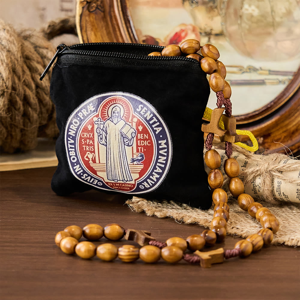 Christianartworkshop Moderner Stil St. Benedikt Praktische Samt-Aufbewahrungstasche für religiösen Schmuck - image 2