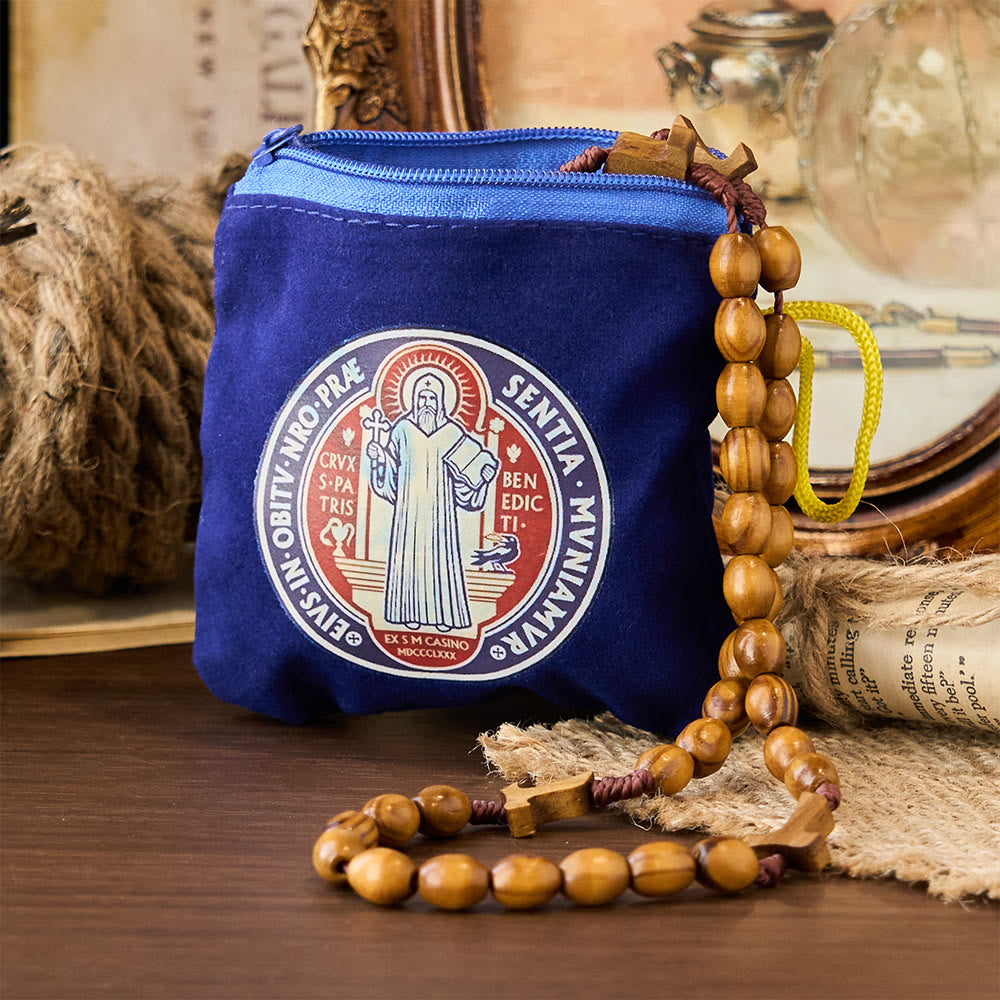 Christianartworkshop Moderner Stil St. Benedikt Praktische Samt-Aufbewahrungstasche für religiösen Schmuck - image 5