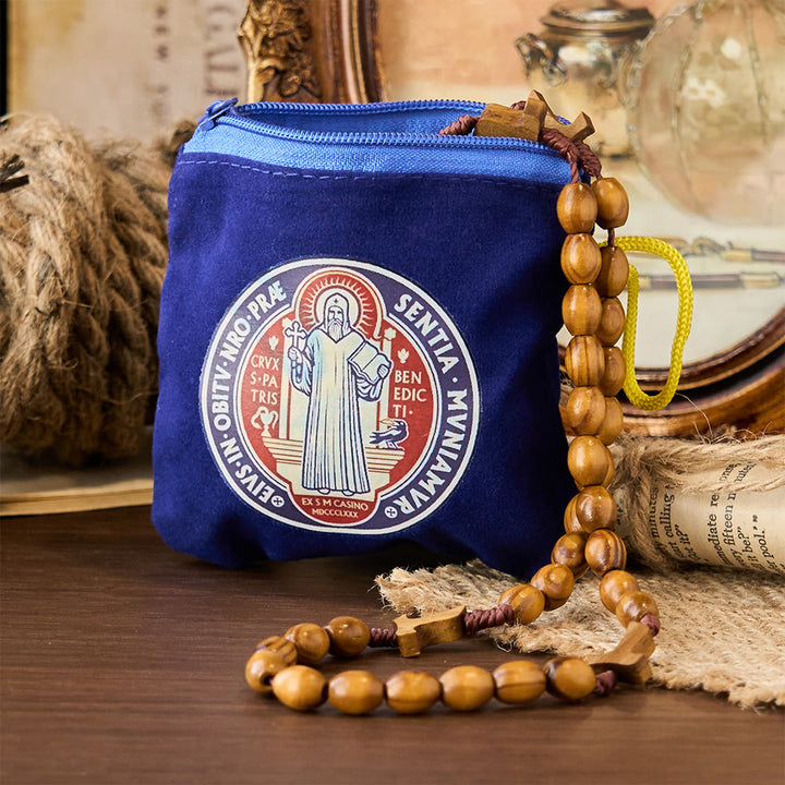 Christianartworkshop Moderner Stil St. Benedikt Praktische Samt-Aufbewahrungstasche für religiösen Schmuck - image 5