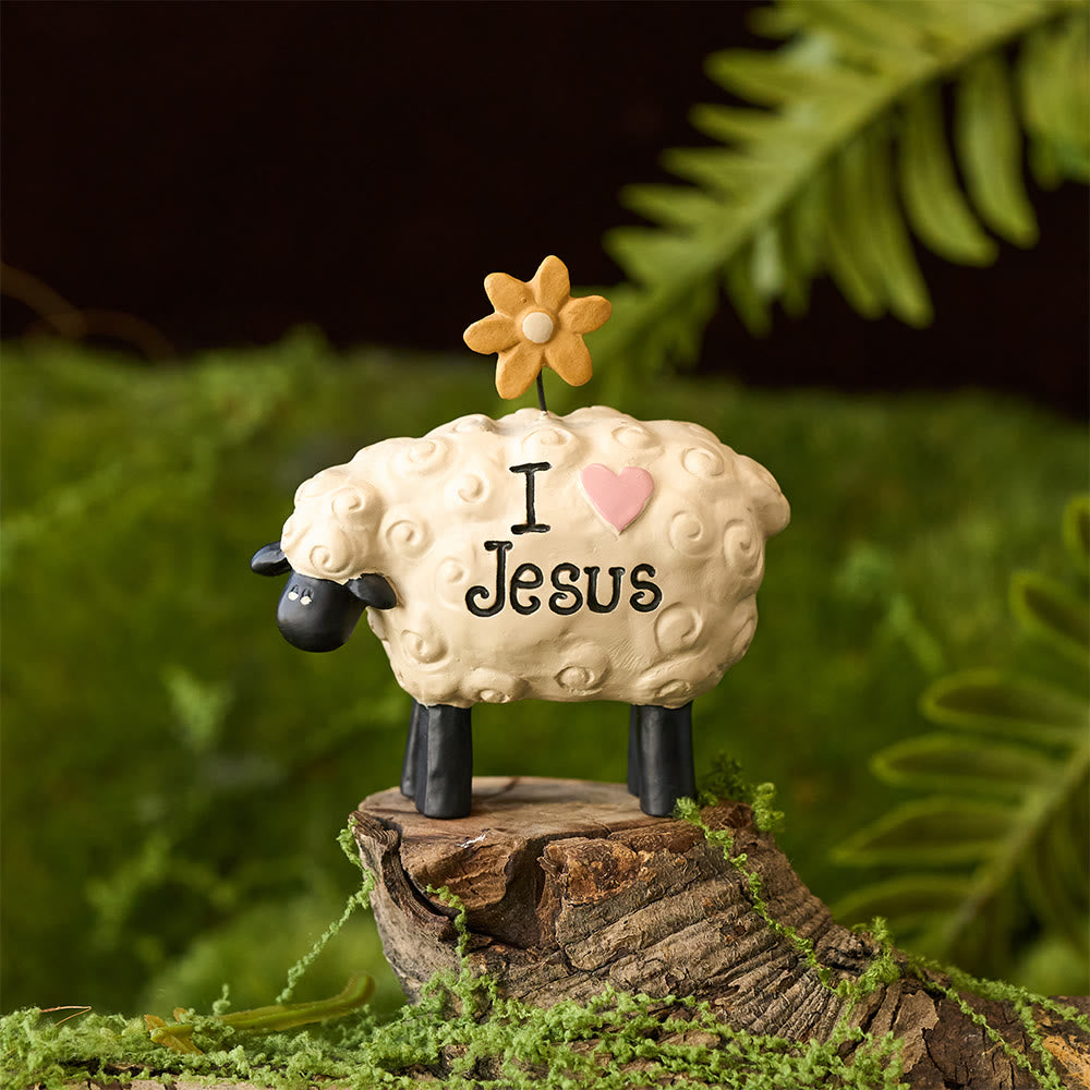 Christianartworkshop Ich liebe Jesus, der Herr ist mein Hirte, süßes kleines Schaf, Schreibtisch-Ornament - Schafe - Ich liebe Jesus - image 0
