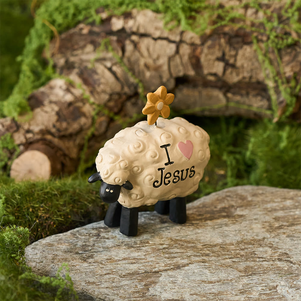 Christianartworkshop Ich liebe Jesus, der Herr ist mein Hirte, süßes kleines Schaf, Schreibtisch-Ornament - image 1