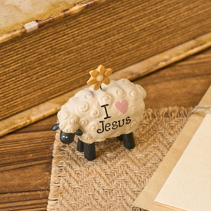 Christianartworkshop Ich liebe Jesus, der Herr ist mein Hirte, süßes kleines Schaf, Schreibtisch-Ornament - image 5