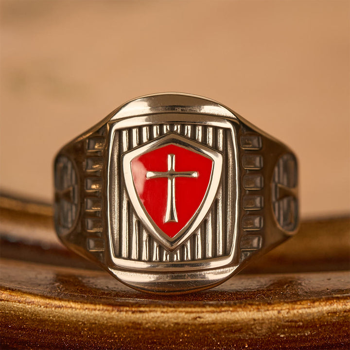 Christianartworkshop Templer-Schildkreuzring – Ein heiliges Symbol für Tapferkeit und Glauben - US 15 - image 0