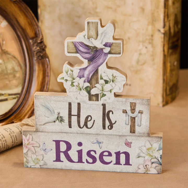 Christianartworkshop Deko-Ornament „Er ist auferstanden“, Holzkreuz und Taube - image 4