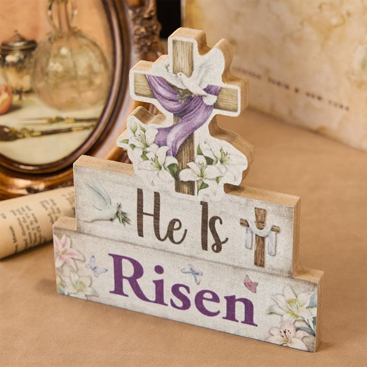 Christianartworkshop Deko-Ornament „Er ist auferstanden“, Holzkreuz und Taube - image 3