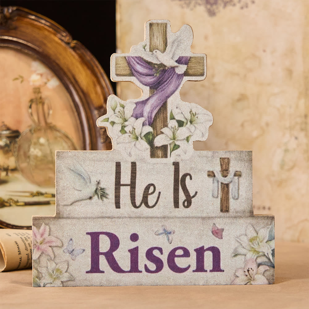 Christianartworkshop Deko-Ornament „Er ist auferstanden“, Holzkreuz und Taube - image 2
