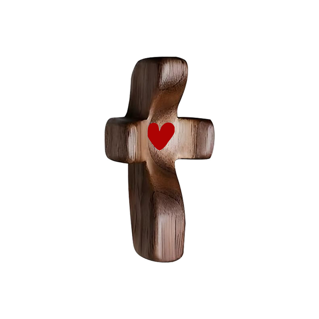 Christianartworkshop Moderner Stil Walnuss Mehrfarbig Daumenkreuz Betender Griff Ornamente - Tiefrot - image 3